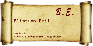 Blistyan Emil névjegykártya